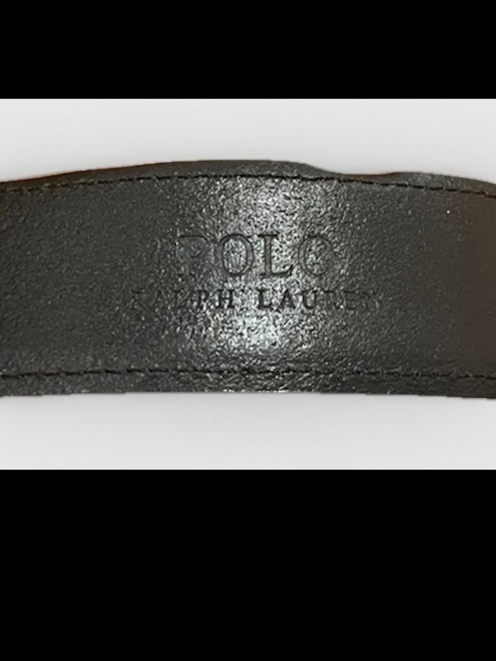 Polo Ralph Lauren Black Leather Belt Size 32 Brass Buckle Classic - Picture 3 of 3